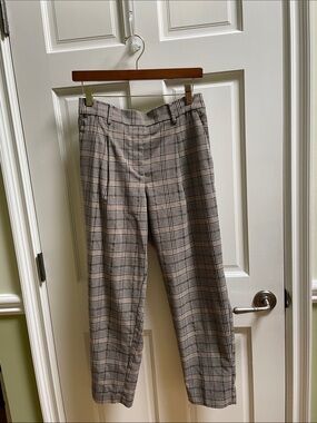 Loft Plaid Pants with Gold Thread and Elastic Waist and Pockets Size S